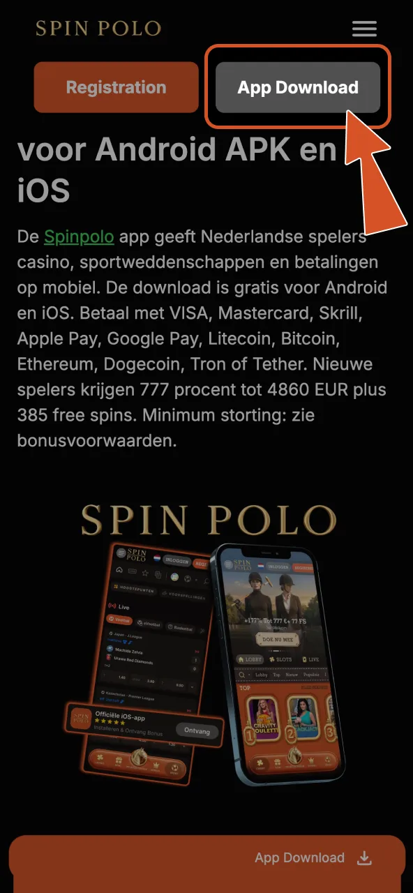Spinpolo APK snel downloaden en meteen het bestand uitvoeren.