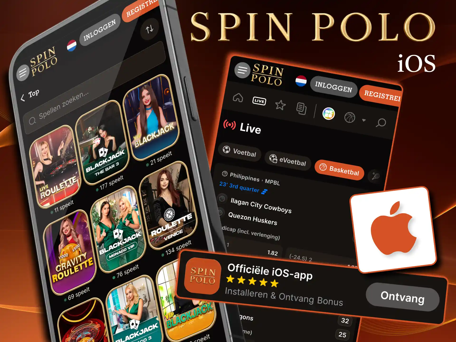 Spinpolo werkt op iPhone en iPad via de gratis iOS app.