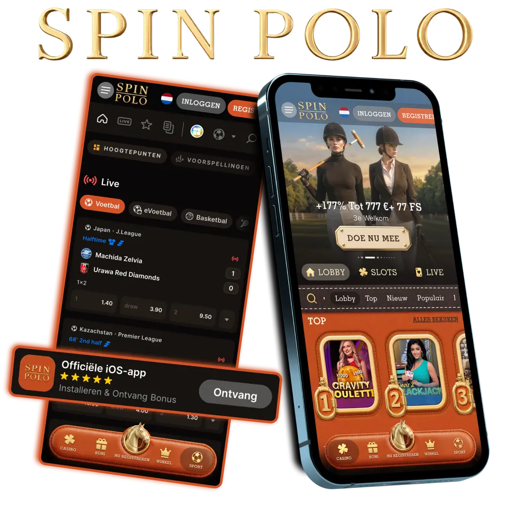 Op Spinpolo Android en iOS gratis app met welkomstbonus.