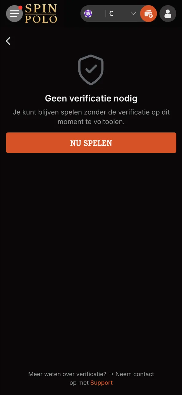 Vereiste leeftijds en identiteitscontrole uitvoeren voor je Spinpolo account.