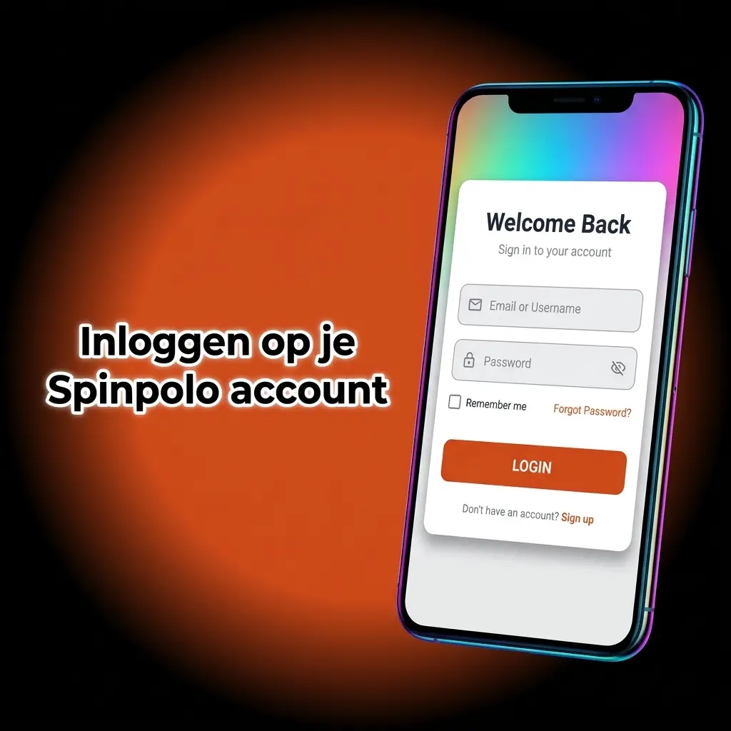 Spinpolo inlogscherm voor toegang tot account, saldo, bonus, casino lobby en sportsbook