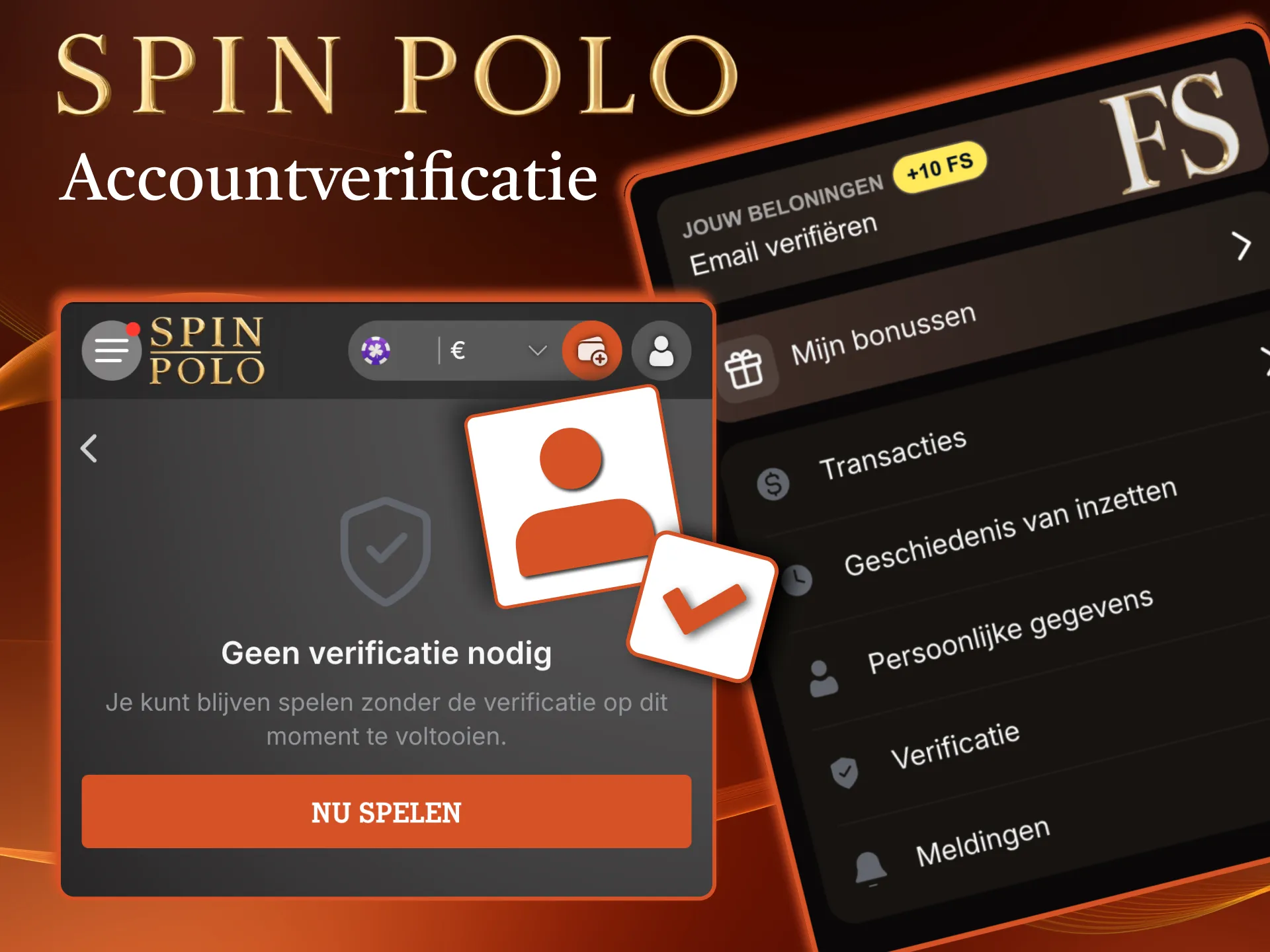 Bij Spinpolo voltooi je verificatie door ID, adres en betaalmethode te bevestigen.