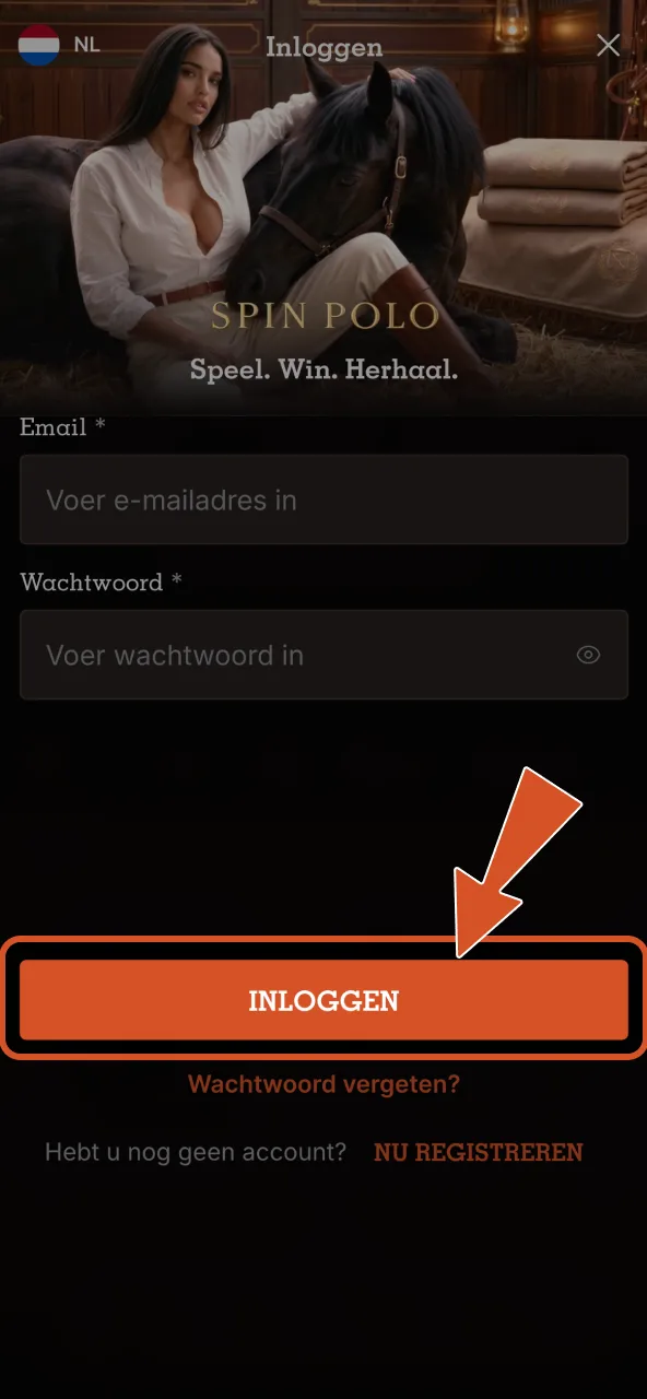 Vul je Spinpolo wachtwoord en 2FA code in om je sessie te bevestigen.