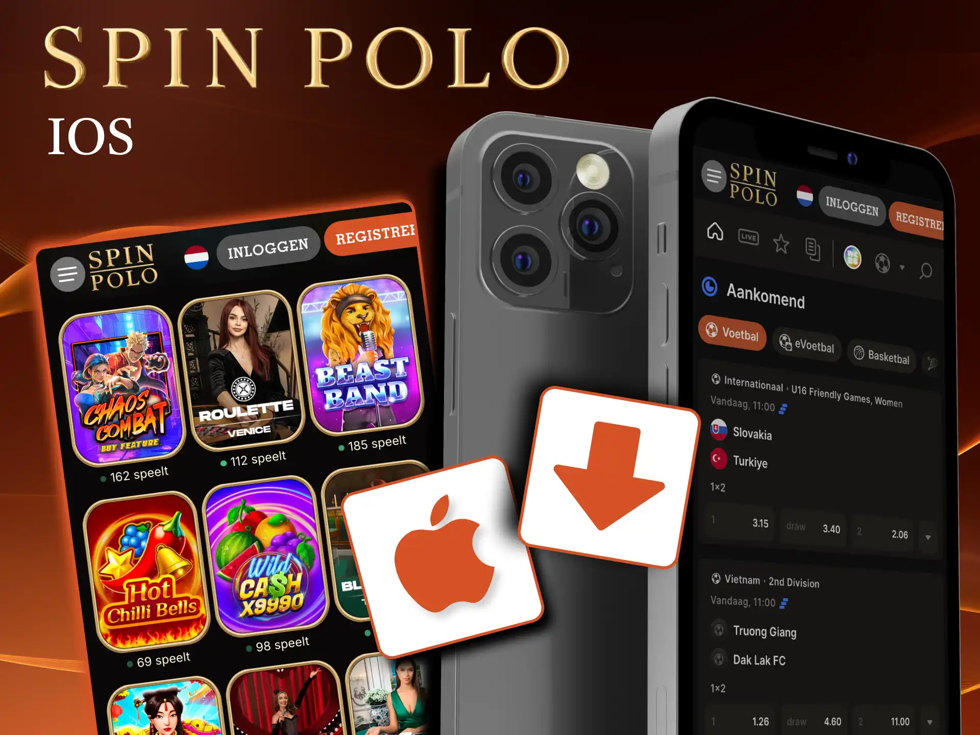 Op Spinpolo gebruik je de mobiele website en voeg je een beginscherm‑icoon toe.
