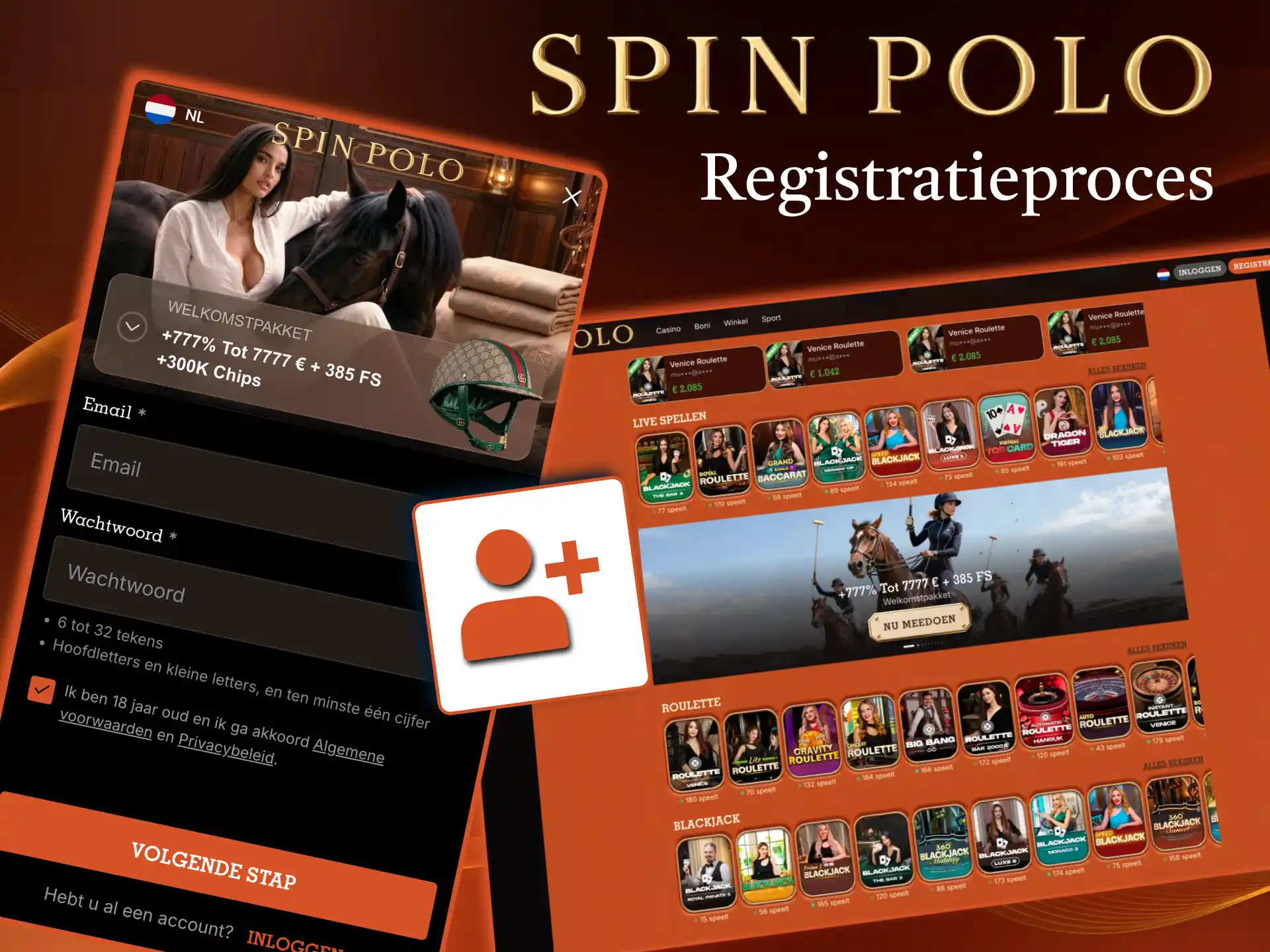 Registratie bij Spinpolo geeft directe toegang tot account, cashier en lobby.