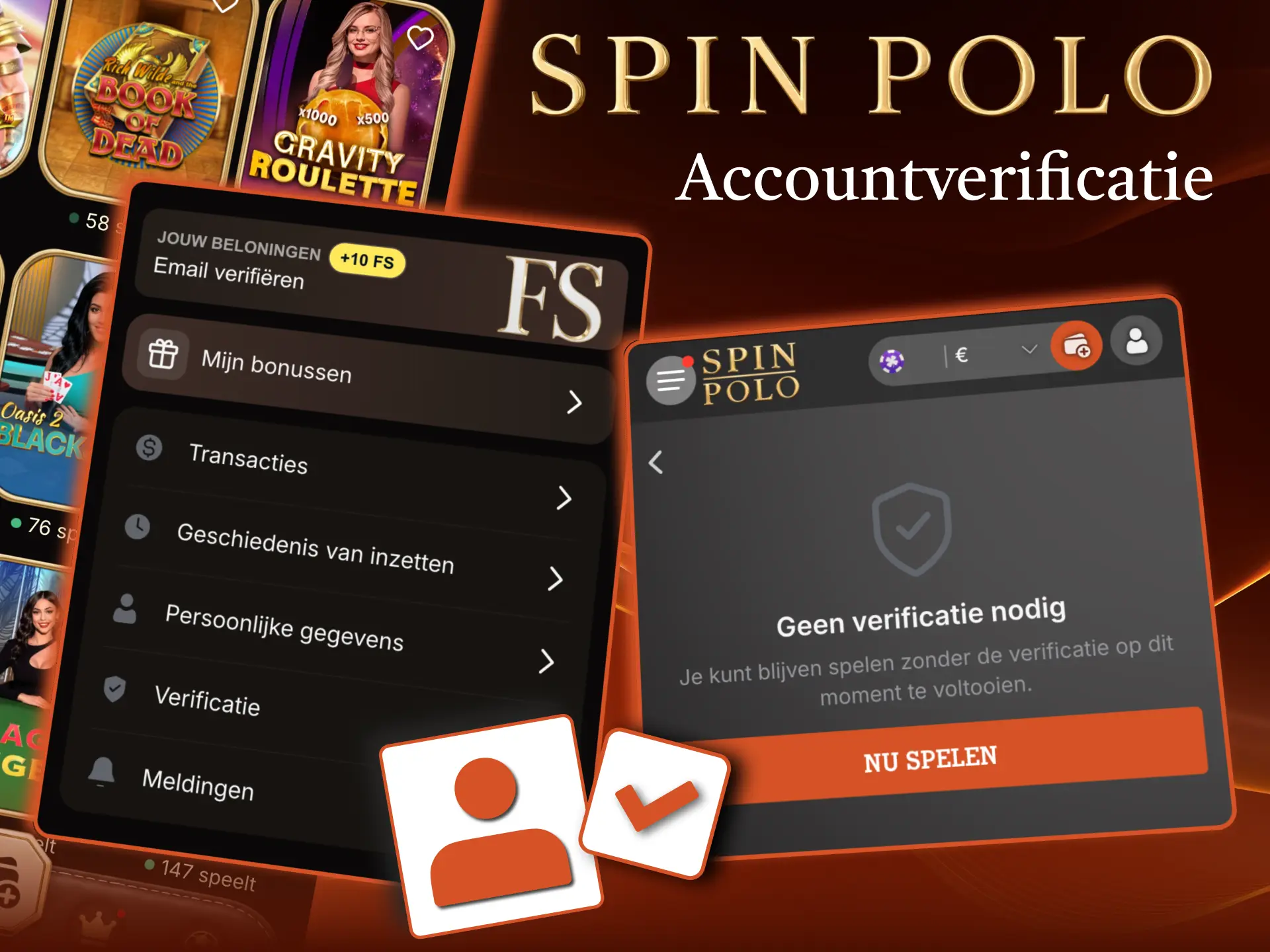 Identiteits en betaalcontrole in Spinpolo voor beveiliging en snelle opnames.